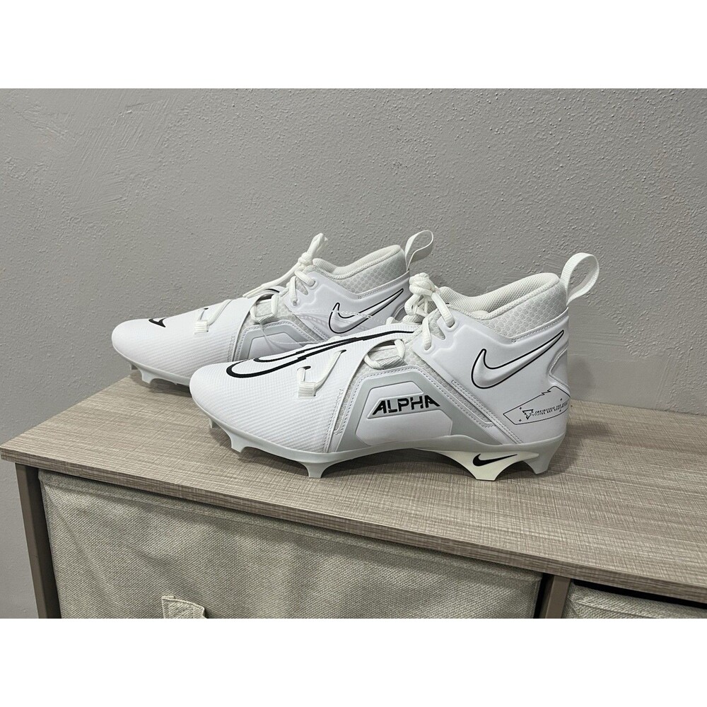 Nike Alpha Menace Pro 3 Men's Mid Top Football Cleats White 12.5 CT6649-109 NEW